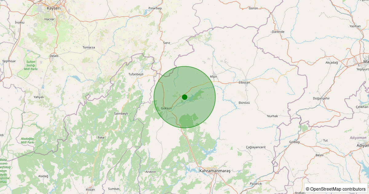 07 Kasım 2025 saat 19:04 - Göksun - Küçüksu - 2.30ml depreminin harita gösterimi