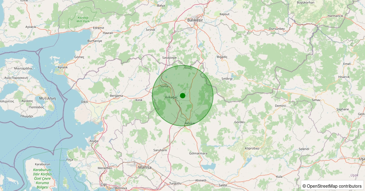 07 Kasım 2025 saat 19:15 - Kırkağaç - Şaireşref - 1.40ml depreminin harita gösterimi