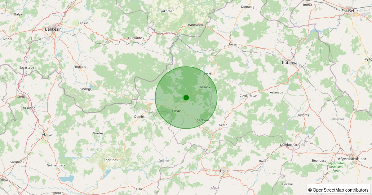 07 Kasım 2025 saat 20:12 - Simav - Söğüt Köyü - 1.10ml depreminin harita gösterimi
