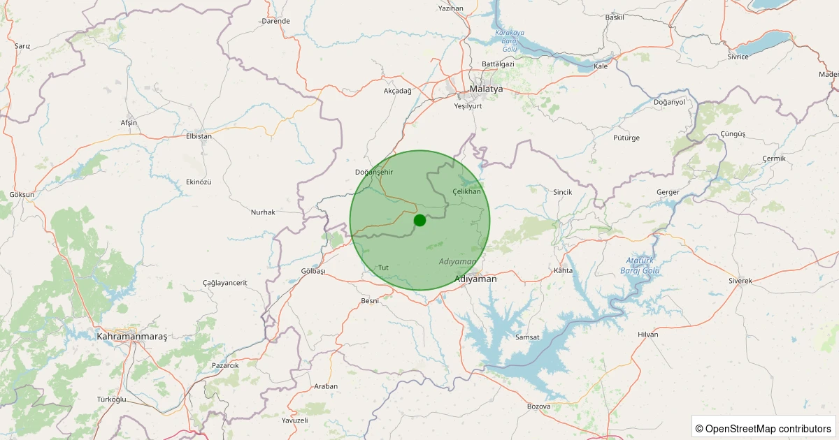 08 Kasım 2025 saat 01:07 - Doğanşehir - Gedikağzı - 0.90ML depreminin harita gösterimi