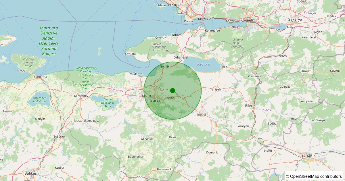 08 Kasım 2025 saat 02:26 - Gürsu - 2.00ml depreminin harita gösterimi