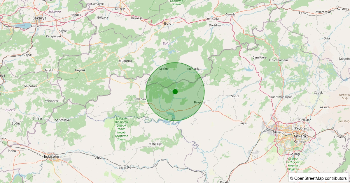 08 Kasım 2025 saat 02:18 - Beypazarı - Dudaş - 1.90ml depreminin harita gösterimi