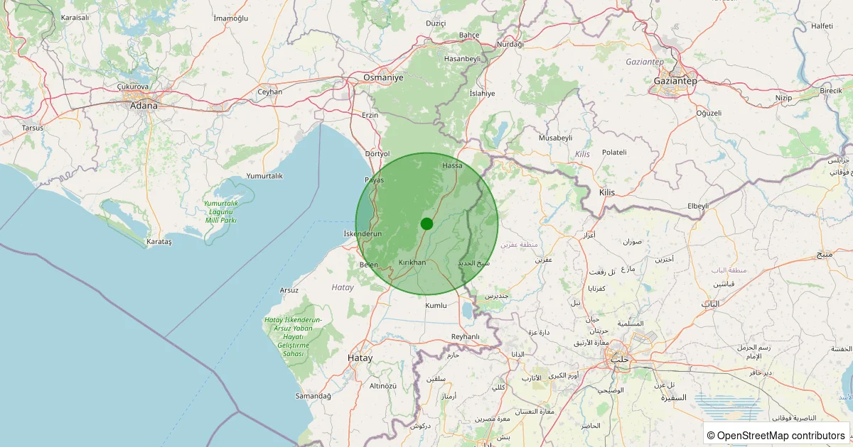 09 Ekim 2025 saat 03:05 - Kırıkhan - Saylak Köyü - 1.90ml depreminin harita gösterimi