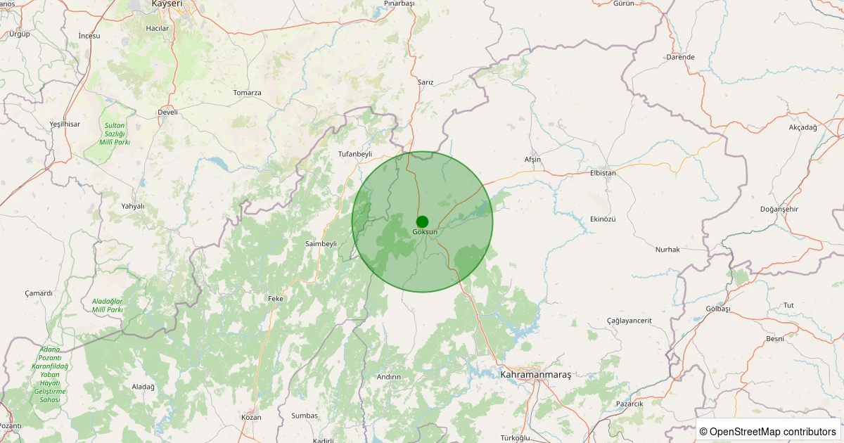 08 Kasım 2025 saat 03:59 - Göksun - 1.80ml depreminin harita gösterimi