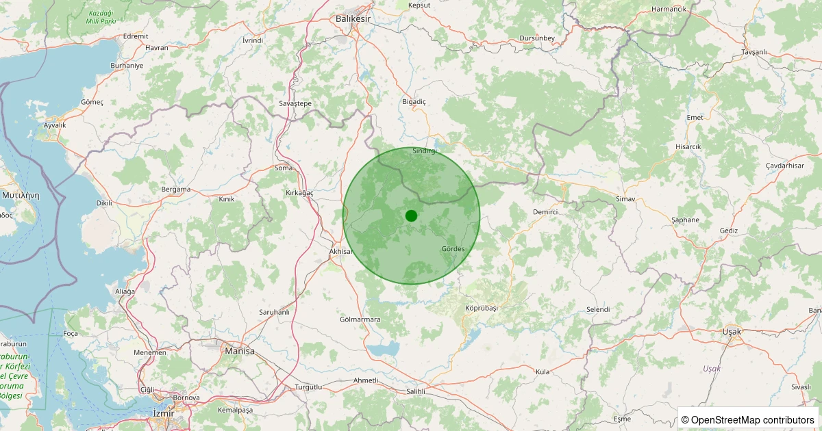 08 Kasım 2025 saat 04:45 - Akhisar - Hanpaşa Köyü - 1.30ml depreminin harita gösterimi