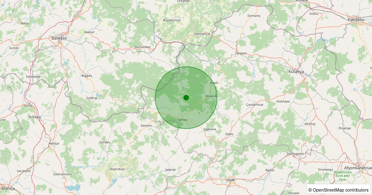 08 Kasım 2025 saat 11:43 - Simav - Maden Köyü - 1.80ml depreminin harita gösterimi