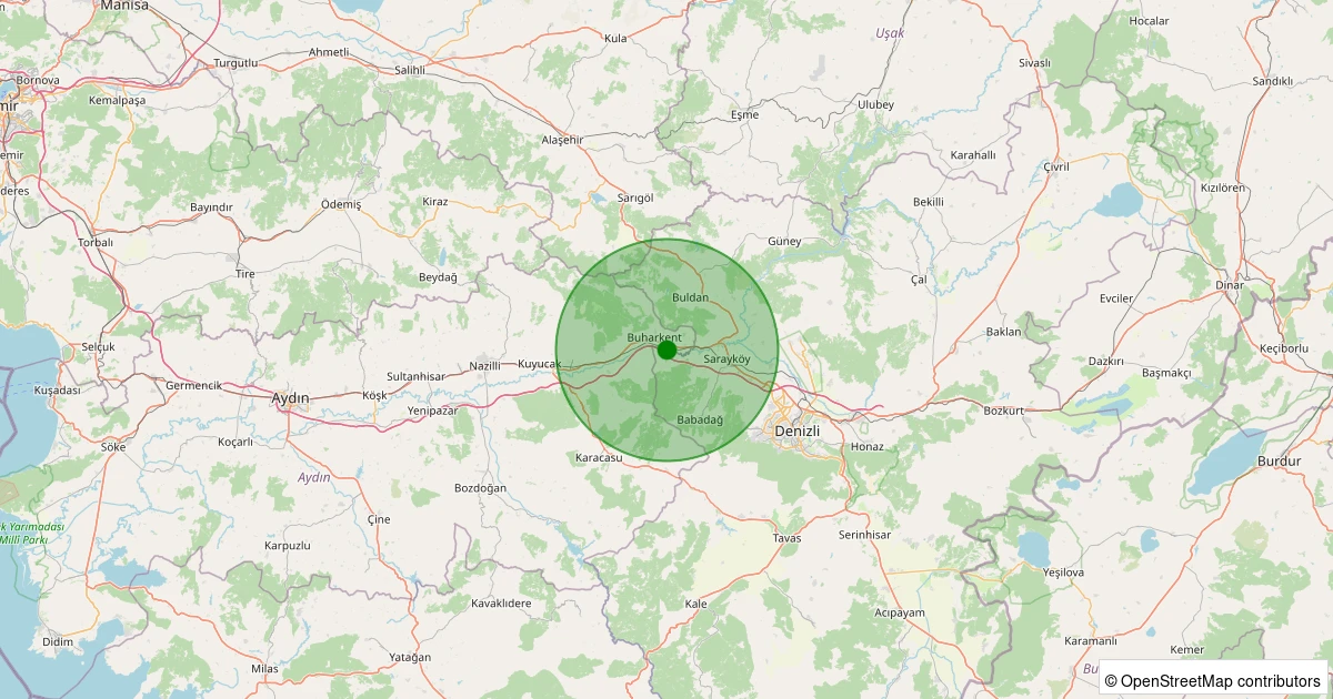 08 Kasım 2025 saat 12:38 - Sarayköy - Kabaağaç Köyü - 2.40ml depreminin harita gösterimi