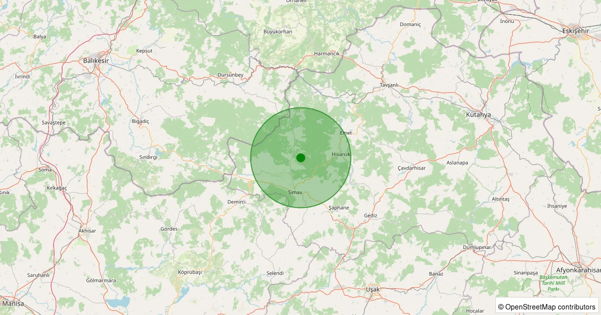 09 Ekim 2025 saat 05:22 - Simav - Yemişli Köyü - 1.50ML depreminin harita gösterimi