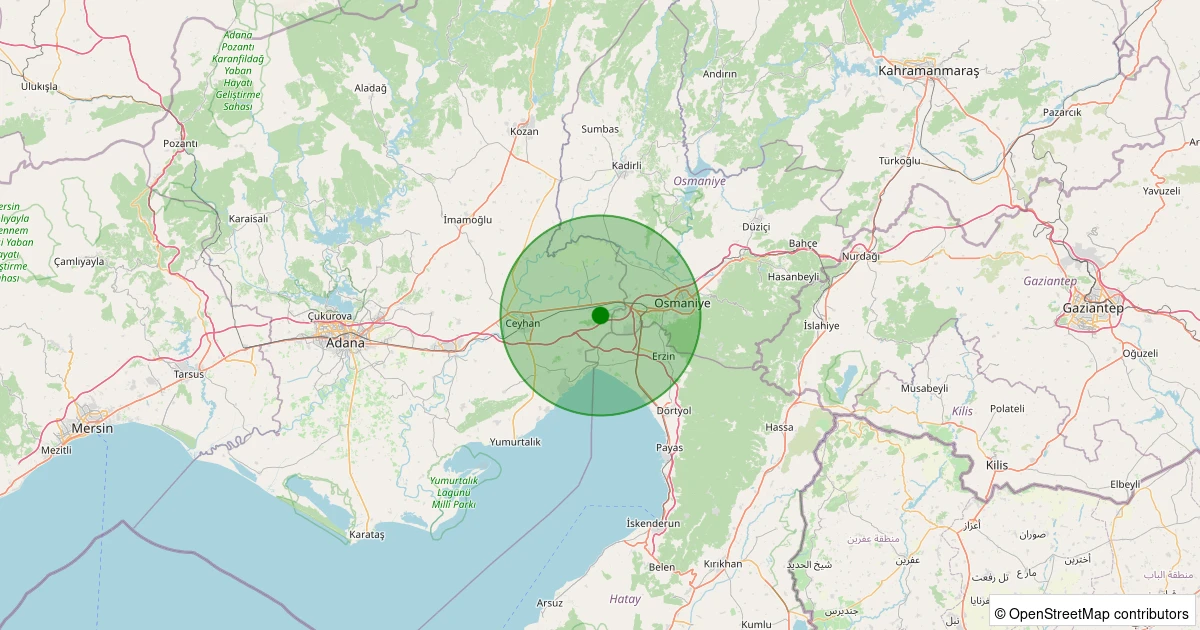 08 Kasım 2025 saat 18:18 - Ceyhan - Azizli - 1.50ml depreminin harita gösterimi