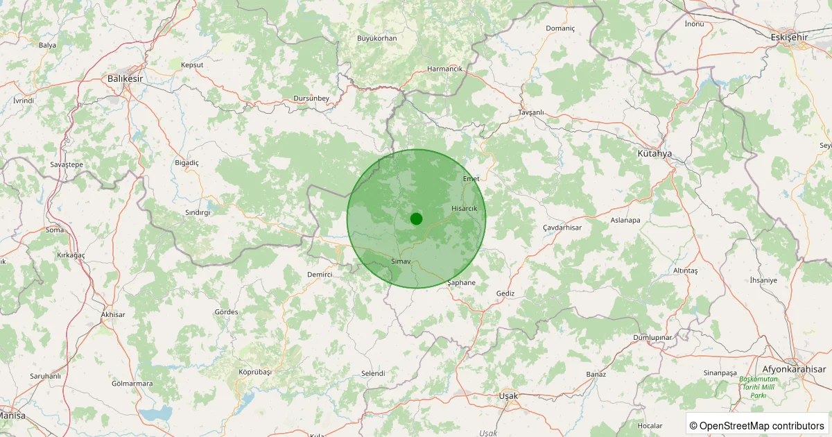 09 Ekim 2025 saat 05:22 - Simav - Yemişli Köyü - 1.50ml depreminin harita gösterimi