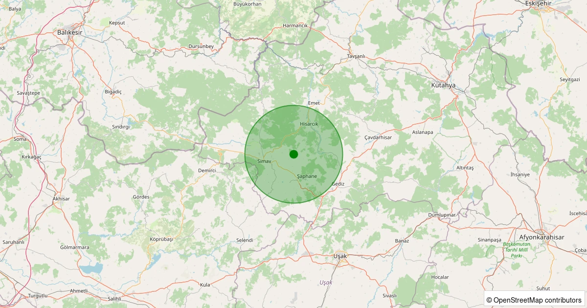 08 Kasım 2025 saat 18:47 - Simav - Şenköy Köyü - 0.90ml depreminin harita gösterimi