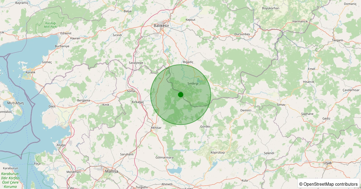 08 Kasım 2025 saat 21:55 - Akhisar - 1.50ml depreminin harita gösterimi