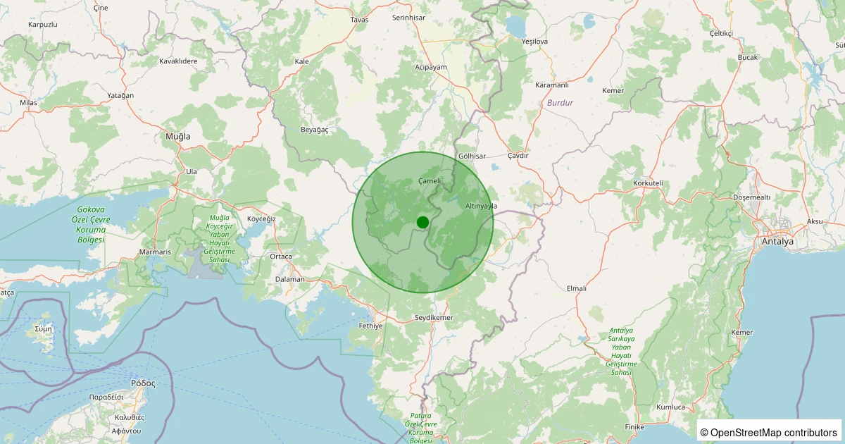 08 Kasım 2025 saat 21:52 - Çameli - Gürsu - 0.80ML depreminin harita gösterimi