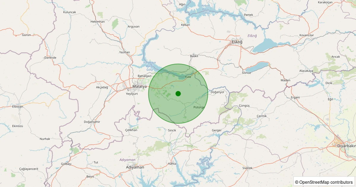 08 Kasım 2025 saat 23:29 - Battalgazi - Kamıştaş Köyü - 1.40ml depreminin harita gösterimi