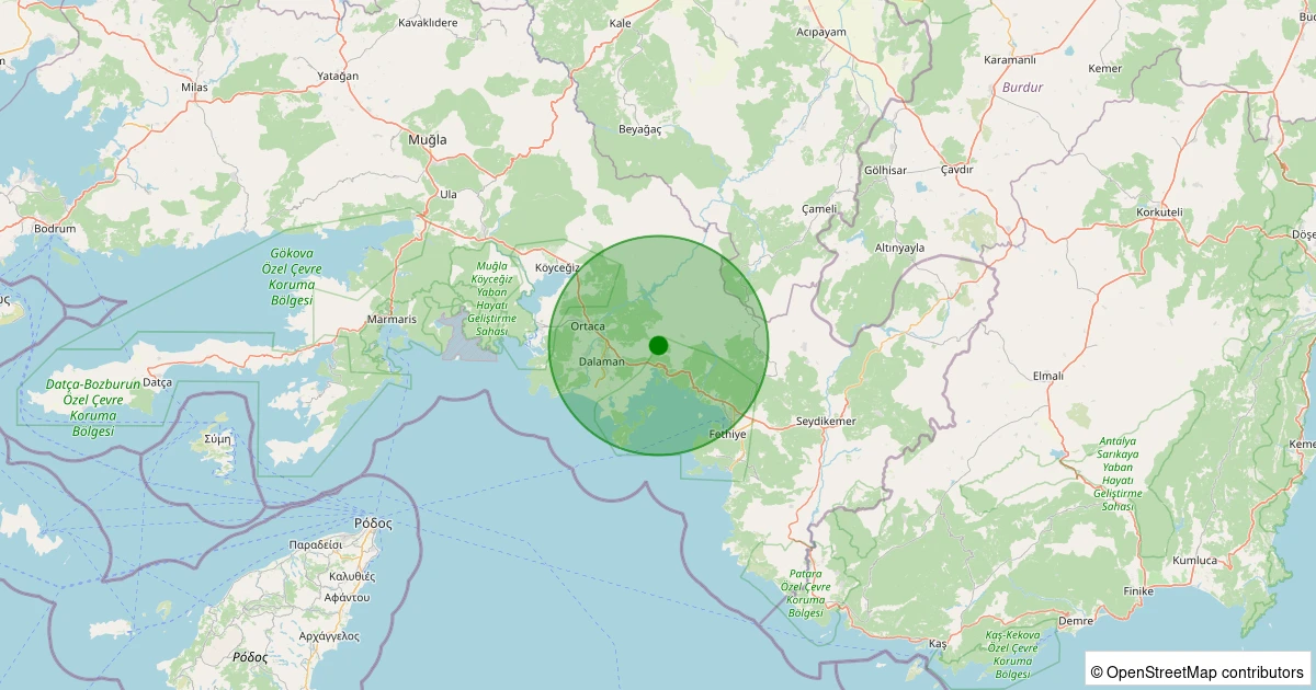 08 Kasım 2025 saat 23:54 - Fethiye - Göcek - 1.50ml depreminin harita gösterimi