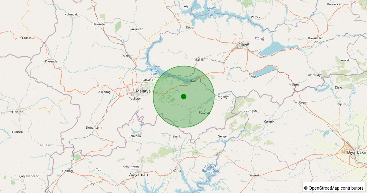 09 Kasım 2025 saat 01:31 - Battalgazi - Kamıştaş Köyü - 2.50ml depreminin harita gösterimi