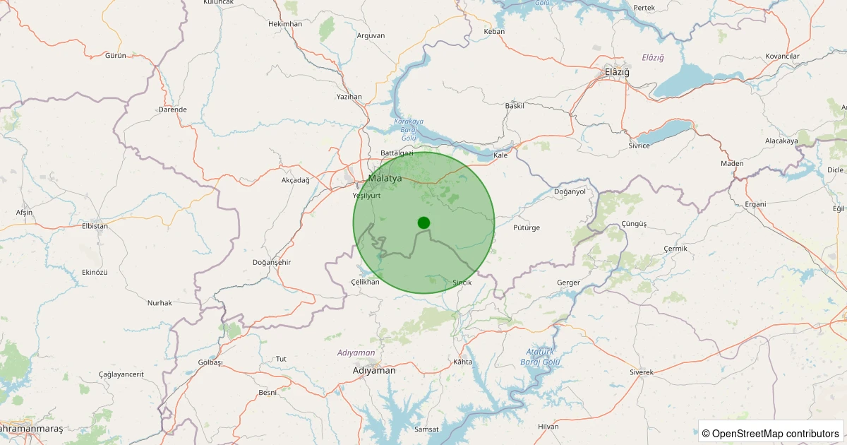 09 Kasım 2025 saat 02:10 - Battalgazi - Uluköy Köyü - 1.80ml depreminin harita gösterimi