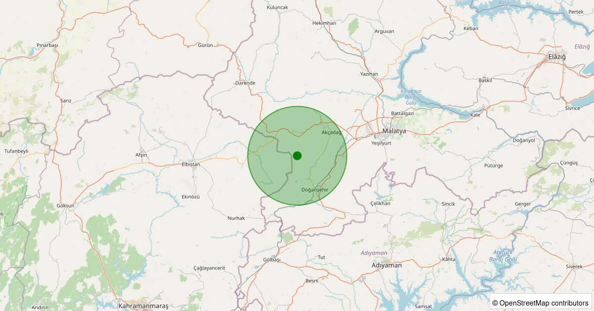 09 Kasım 2025 saat 02:53 - Akçadağ - Çevirme - 1.00ml depreminin harita gösterimi