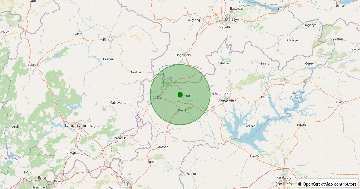 09 Kasım 2025 saat 07:09 - Tut - Meryemuşağı Köyü - 1.40ml depreminin harita gösterimi