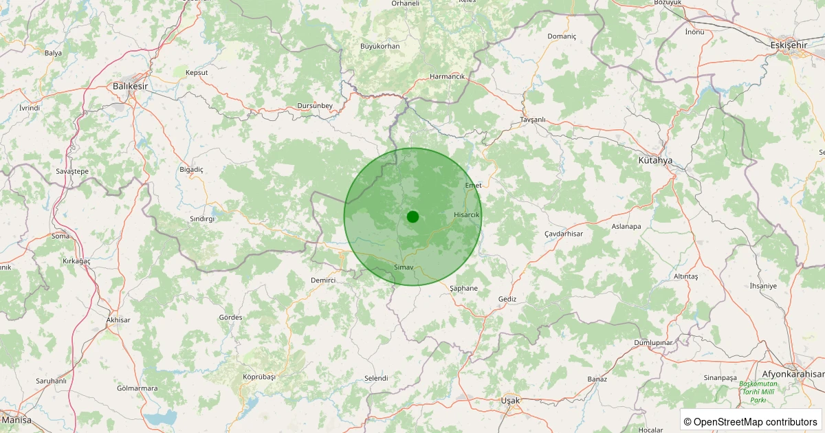 09 Kasım 2025 saat 08:45 - Simav - Maden Köyü - 2.00ml depreminin harita gösterimi