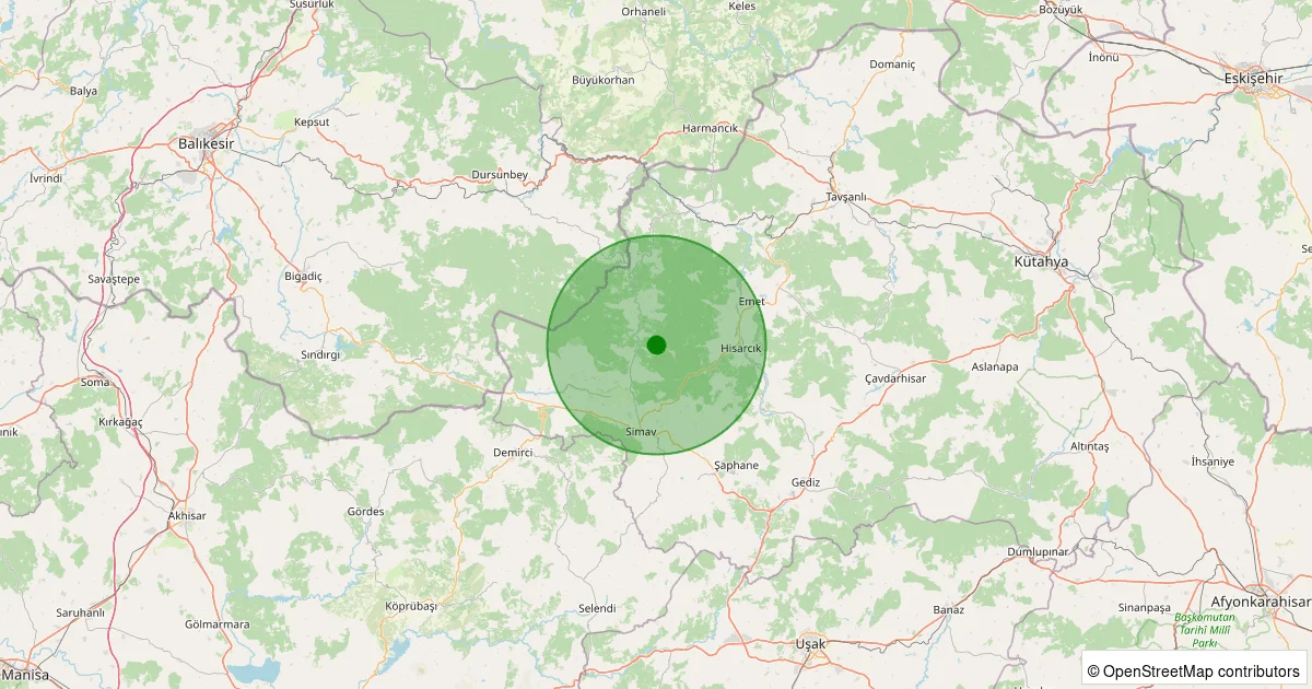 09 Ekim 2025 saat 09:39 - Simav - Yeşildere Köyü - 2.40ml depreminin harita gösterimi