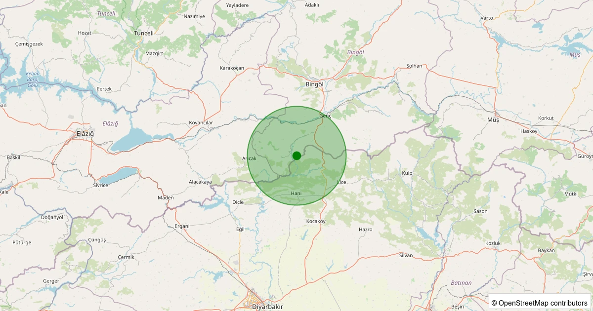09 Kasım 2025 saat 09:20 - Genç - Direkli Köyü - 2.30ml depreminin harita gösterimi