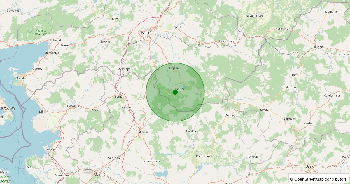 09 Ekim 2025 saat 09:47 - Sındırgı - 2.60ml depreminin harita gösterimi