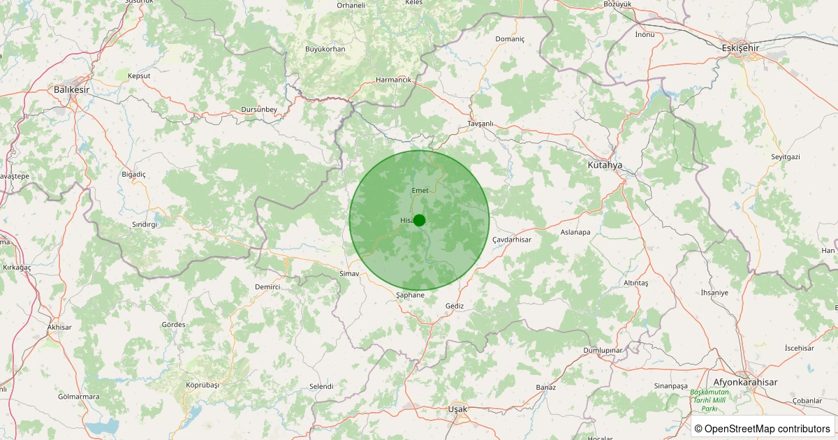 09 Kasım 2025 saat 12:55 - Hisarcık - Karşıyaka - 1.70ml depreminin harita gösterimi