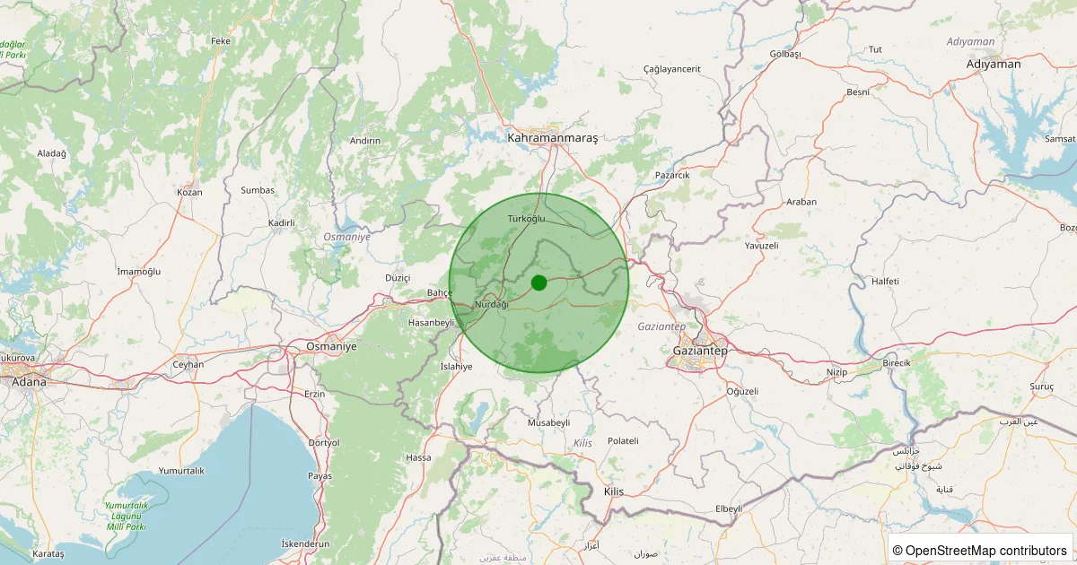 09 Ekim 2025 saat 10:01 - Nurdağı - Noğaylar - 1.50ml depreminin harita gösterimi