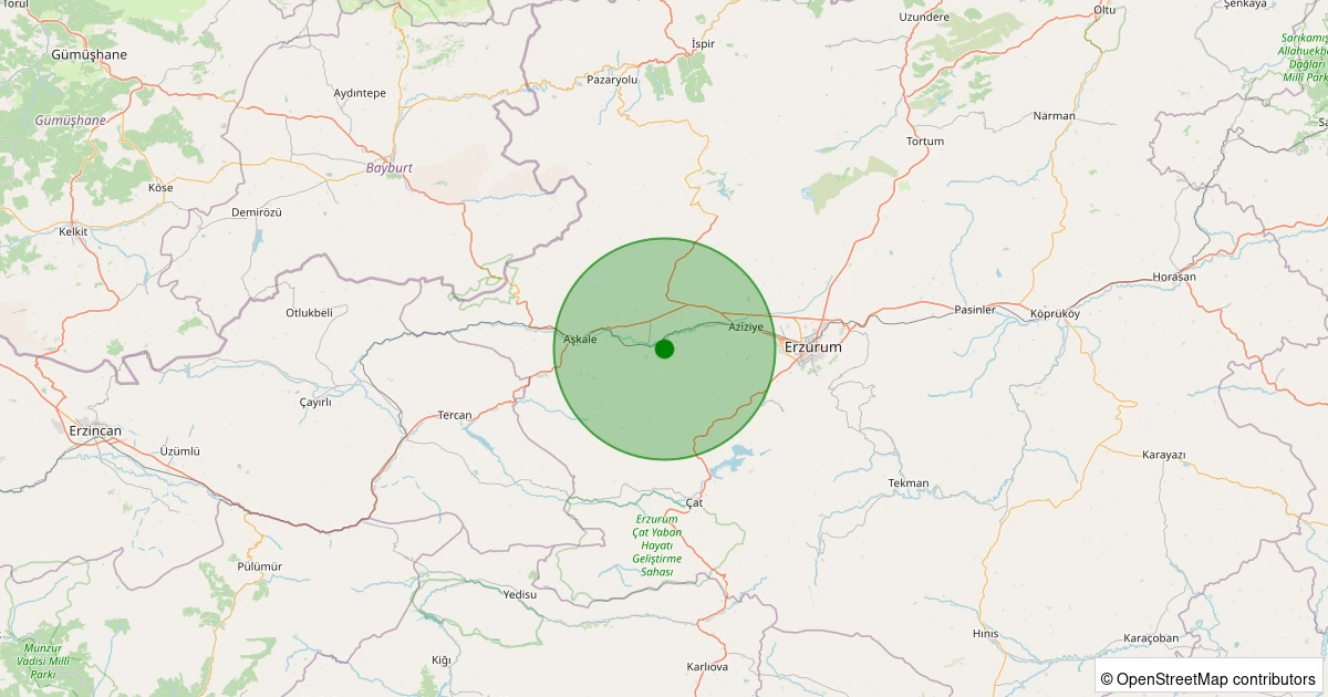 09 Kasım 2025 saat 14:18 - Aziziye - Atlıkonak - 1.60ml depreminin harita gösterimi