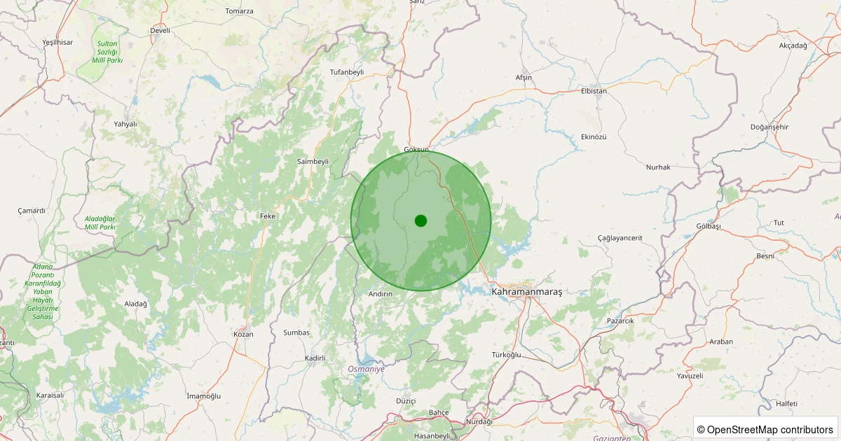 09 Kasım 2025 saat 14:48 - Onikişubat - Kaynar - 2.30ml depreminin harita gösterimi