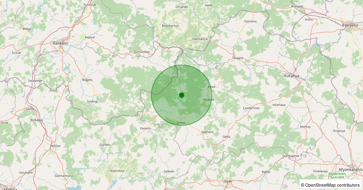 09 Kasım 2025 saat 18:34 - Simav - Yeşildere Köyü - 1.30ml depreminin harita gösterimi