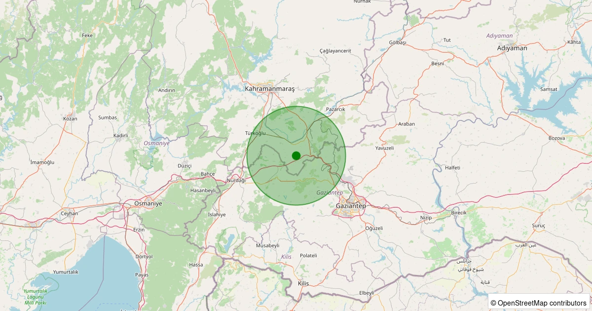09 Kasım 2025 saat 18:55 - Pazarcık - Evri - 1.10ml depreminin harita gösterimi
