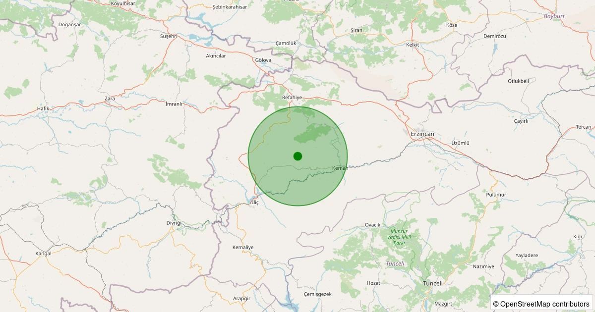 09 Kasım 2025 saat 19:15 - Kemah - Bozoğlak Köyü - 3.00ml depreminin harita gösterimi