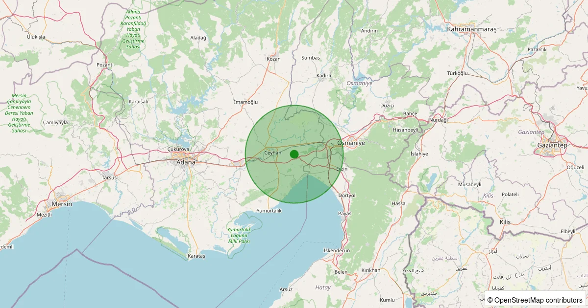 09 Ekim 2025 saat 09:55 - Ceyhan - Hamdilli - 1.40ml depreminin harita gösterimi