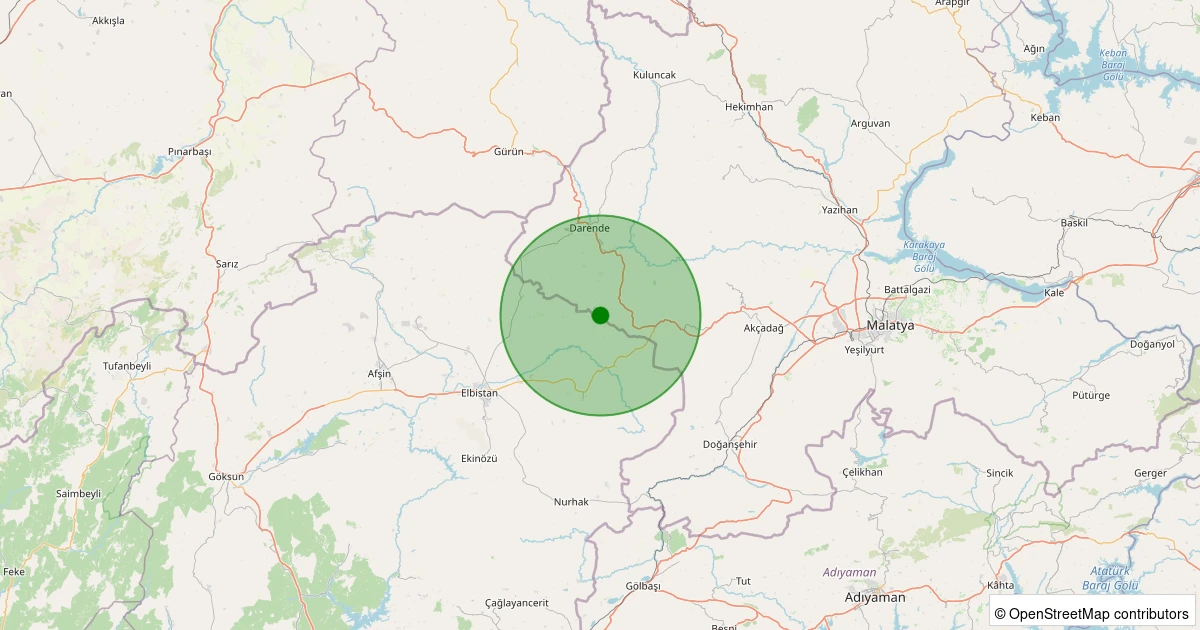 09 Kasım 2025 saat 20:28 - Darende - Ulupınar-Armutlu - 2.00ml depreminin harita gösterimi