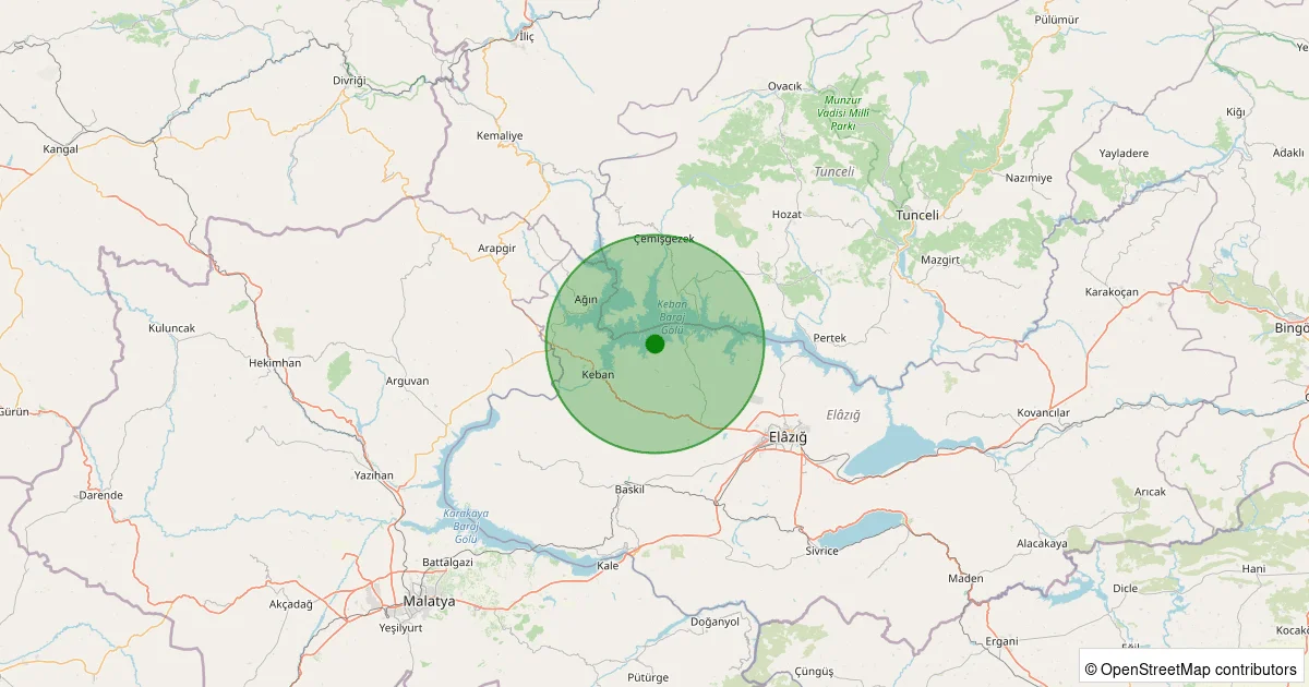 09 Ekim 2025 saat 12:06 - Keban - Delikavak Köyü - 1.60ml depreminin harita gösterimi