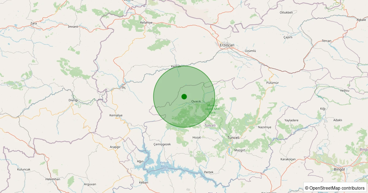 10 Kasım 2025 saat 04:08 - Ovacık - 2.00ml depreminin harita gösterimi