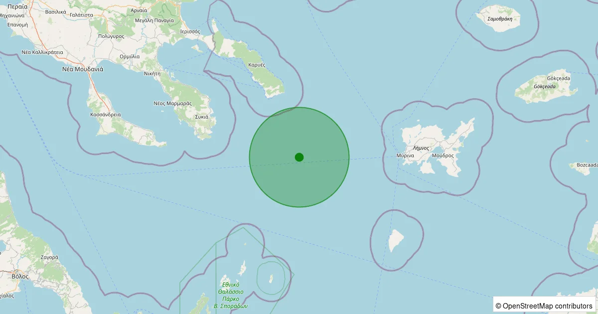 09 Ekim 2025 saat 11:01 - Ege Denizi - 2.00ML depreminin harita gösterimi