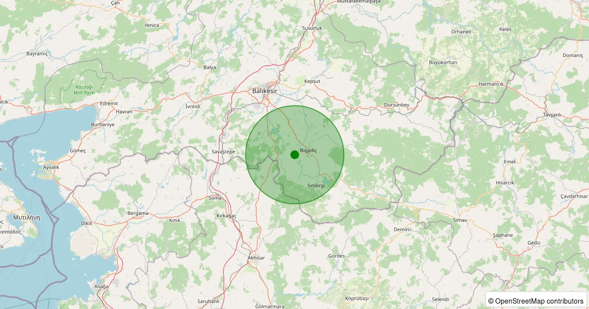 09 Ekim 2025 saat 13:16 - Bigadiç - Çekirdekli - 1.00ml depreminin harita gösterimi