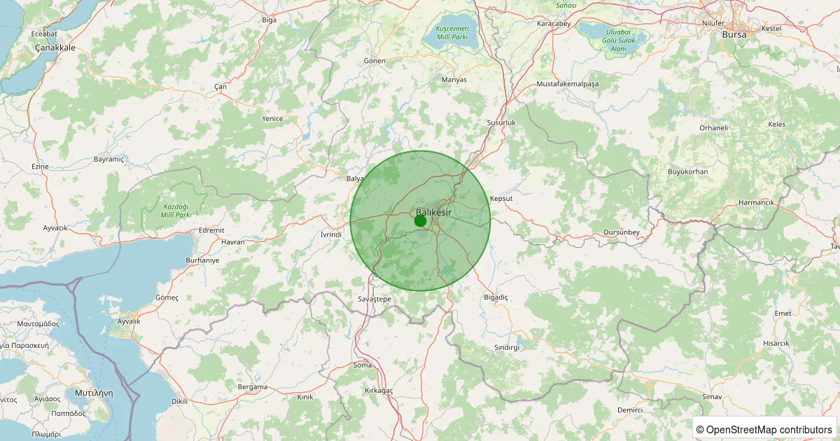 09 Ekim 2025 saat 13:22 - Altıeylül - Gökköy - 0.90ML depreminin harita gösterimi