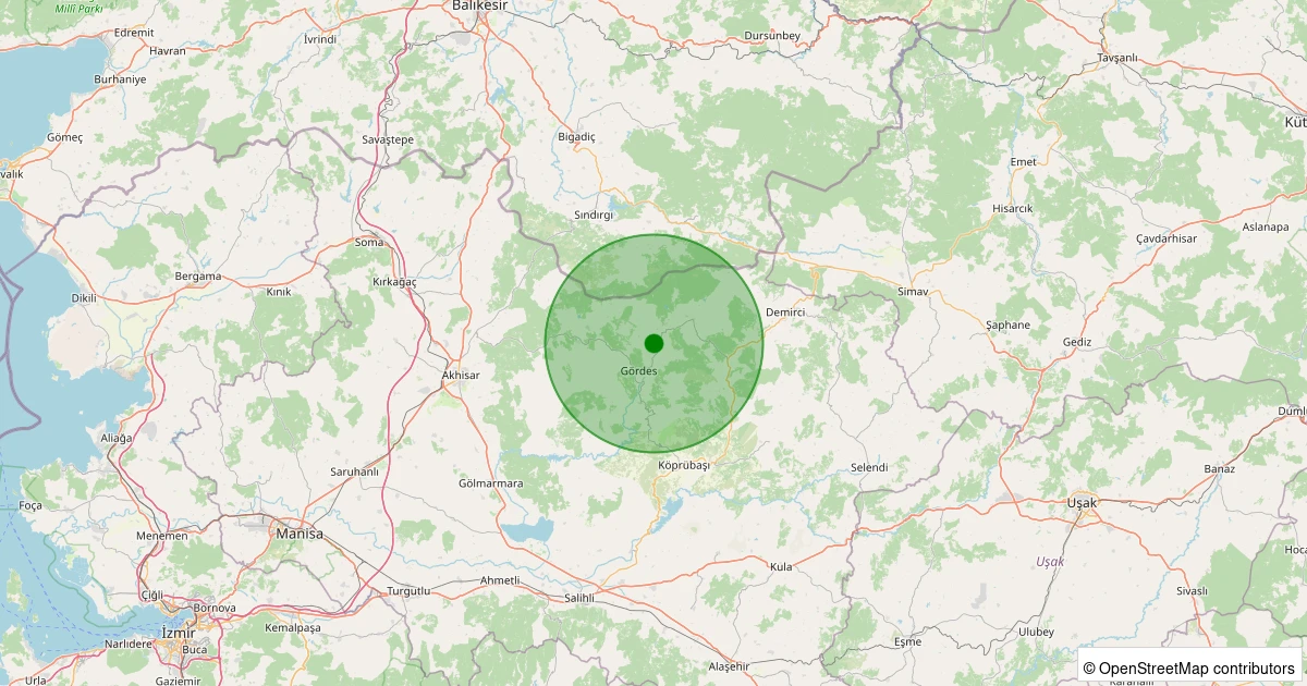 10 Kasım 2025 saat 09:48 - Gördes - Kuşlukköy - 1.70ml depreminin harita gösterimi