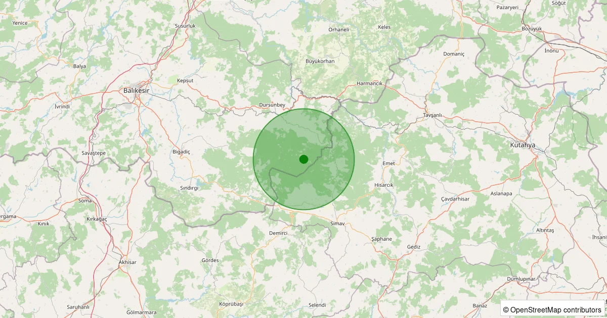 09 Ekim 2025 saat 16:02 - Dursunbey - Çanakçı - 1.20ML depreminin harita gösterimi