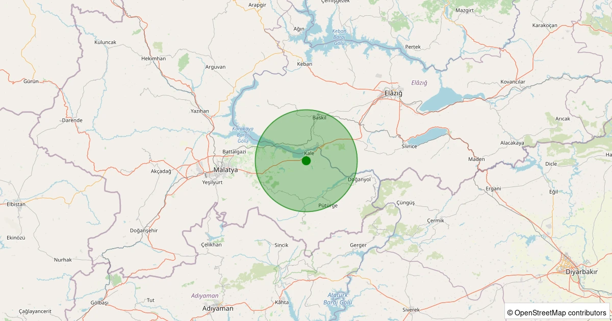 10 Kasım 2025 saat 12:48 - Kale - Tepebaşı Köyü - 1.50ml depreminin harita gösterimi