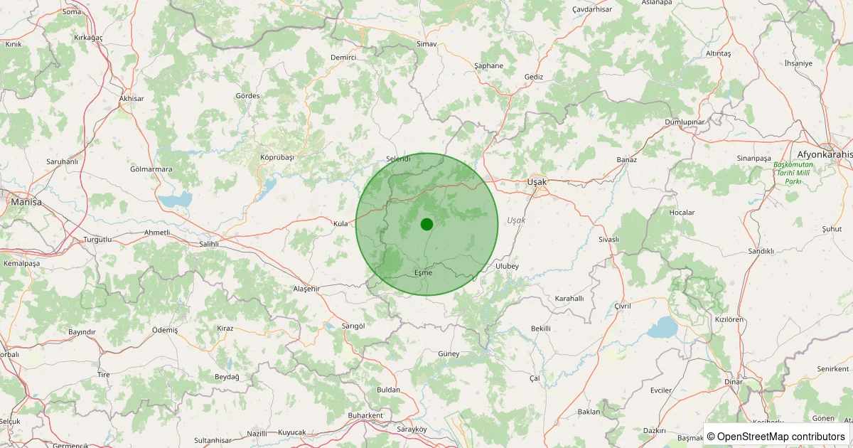 09 Ekim 2025 saat 17:32 - Eşme - Karabacaklı Köyü - 0.50ML depreminin harita gösterimi