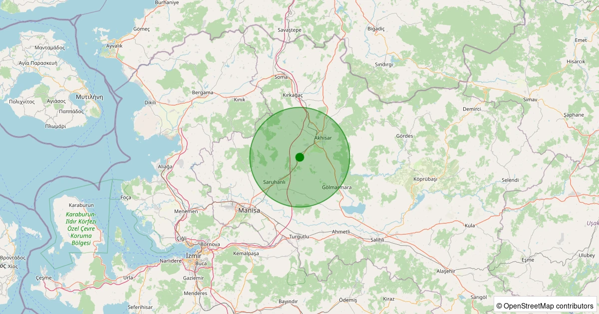 10 Kasım 2025 saat 21:10 - Saruhanlı - Kayışlar - 1.20ml depreminin harita gösterimi
