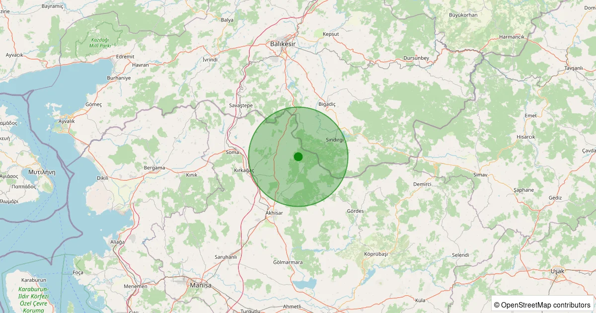 09 Ekim 2025 saat 18:47 - Akhisar - 1.10ml depreminin harita gösterimi