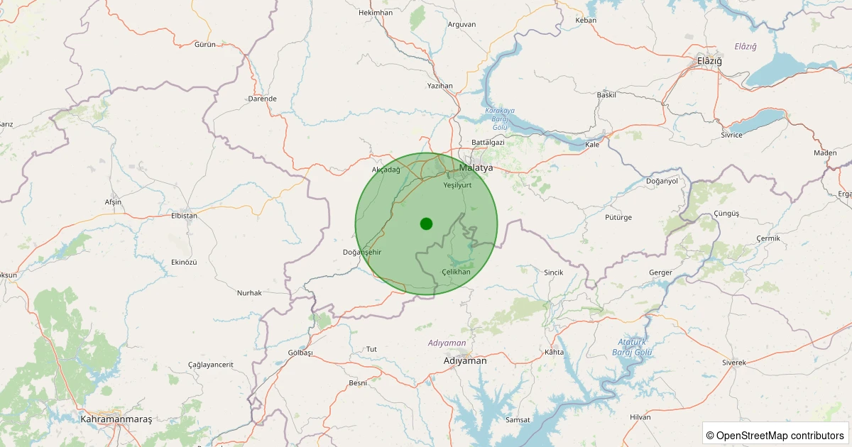 10 Kasım 2025 saat 23:04 - Yeşilyurt - Atalar - 0.90ML depreminin harita gösterimi