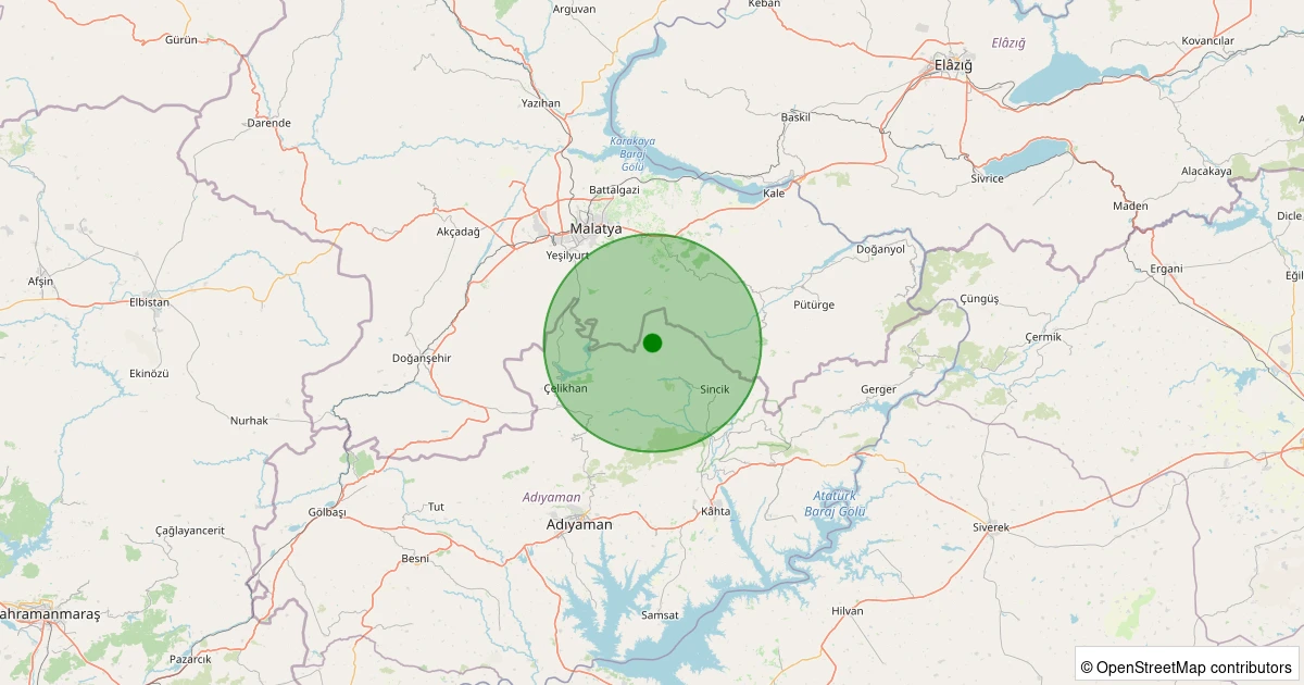 11 Kasım 2025 saat 00:34 - Sincik - Karaköse Köyü - 0.70ML depreminin harita gösterimi