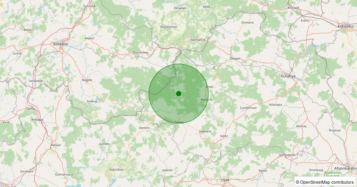 09 Ekim 2025 saat 19:46 - Simav - Eğdemir Köyü - 1.10ml depreminin harita gösterimi
